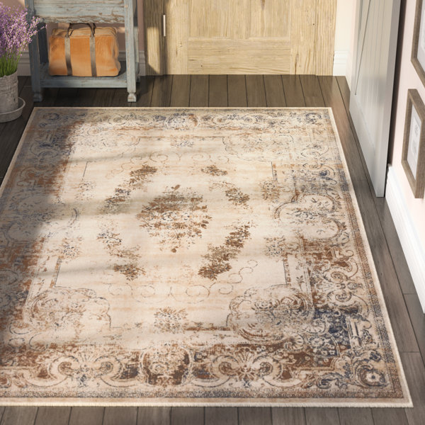 Three Posts™ Langham Performance Beige/Brown/Gray/Blue Rug & Reviews